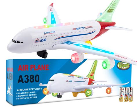 Buy Toysery Airplane Toys for Kids, Bump and Go Action, Toddler Toy Plane with LED Flashing ...