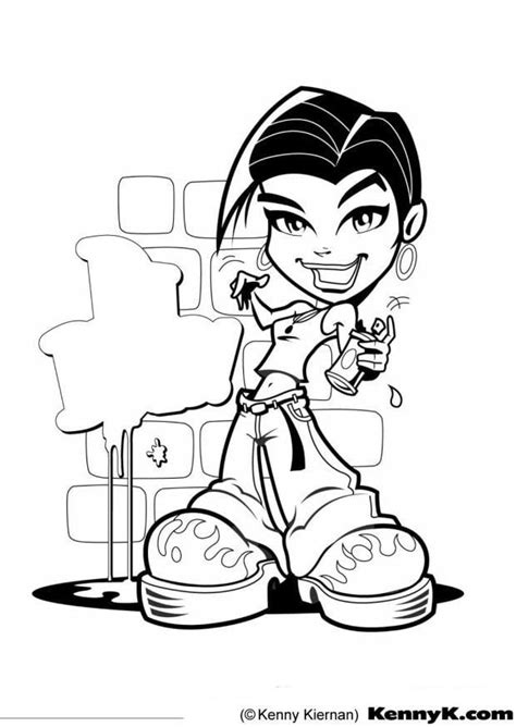 Coloring Page Graffiti girl - Free printables - Img 7056