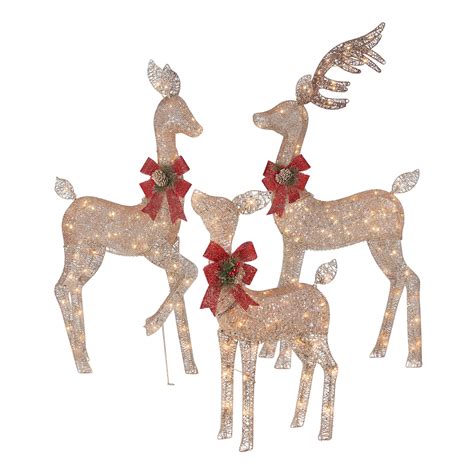 Free 2-day shipping. Buy Holiday Time Light-up Outdoor 3-Piece Glitter Reindeer Decoration Set ...