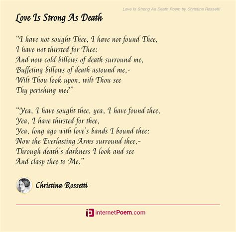 Love Is Strong As Death Poem by Christina Rossetti