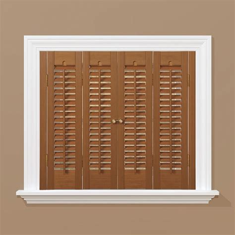 HOME basics Oak 1-1/4 in. Traditional Faux Wood Interior Shutter 27 to ...