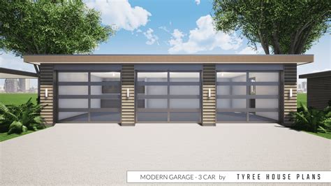 Modern Garage Plan - 3 Car