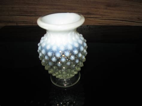Vintage Miniature White Hobnail Vase with Opalescent White