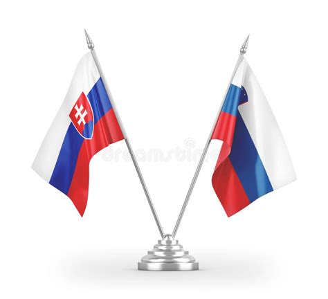 Slovenia and Slovakia Table Flags Isolated on White 3D Rendering Stock ...