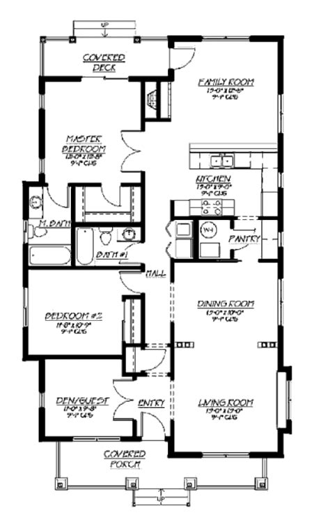 Bungalow Style House Plan - 3 Beds 2 Baths 1500 Sq/Ft Plan #422-28 ...