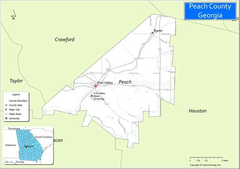 Map of Peach County, Georgia - Where is Located, Cities, Population, Highways & Facts