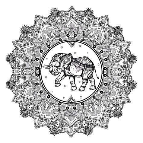 Mandala elephant 123rf - Mandalas Adult Coloring Pages