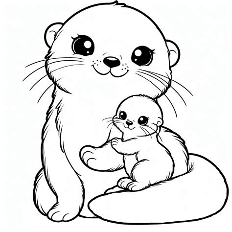 Otter and Baby Otter Outline SVG Cricut Silhouette Cut File Cute Sea ...