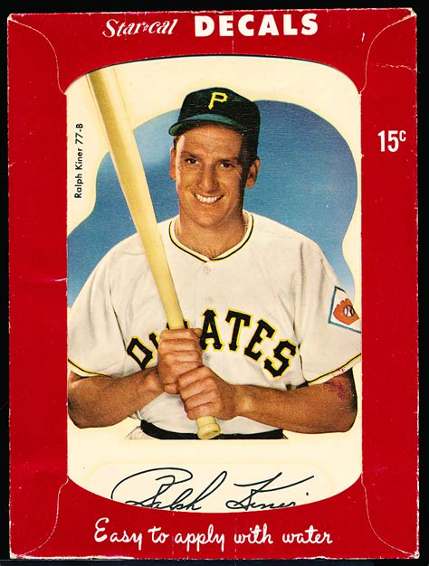 Lot Detail - 1952 Star Cal Decal- #77B Ralph Kiner, Pirates