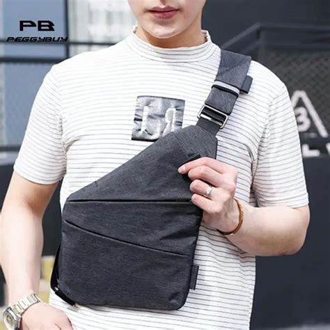 Men Canvas Chest Bag Single Shoulder Bags Crossbody Bags Anti Theft ...