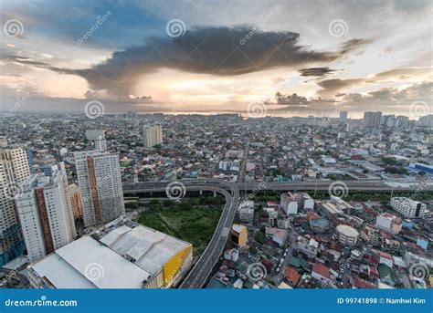 Metro Manila Skyline at Sunset Editorial Stock Photo - Image of asia ...