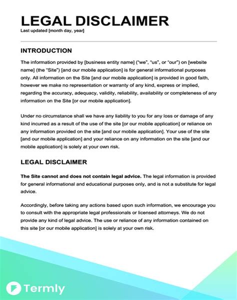 Legal Disclaimer | Termly #Disclaimer #Termly #Template #Legal | Statement template, Templates ...