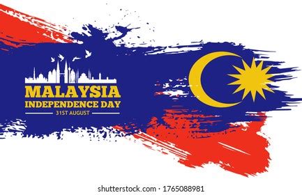 Happy Malaysia Independence Day Banner Grunge Stock Vector (Royalty Free) 1765088981