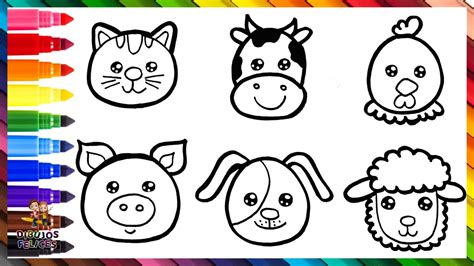 Dibuja y Colorea Animales De Granja Arcoiris Dibujos Para Niños