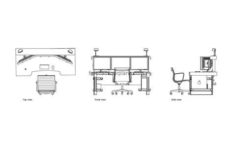 Home Office Desk - Free CAD Drawings