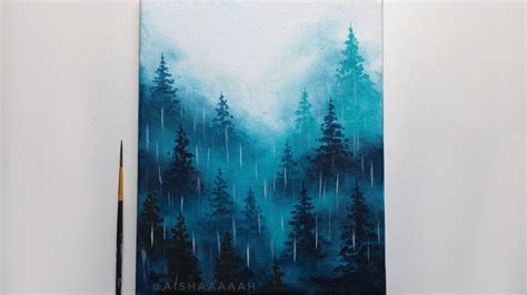 How To Paint a Rainy Forest | Daily Art | Acrylic Landscape Painting ...