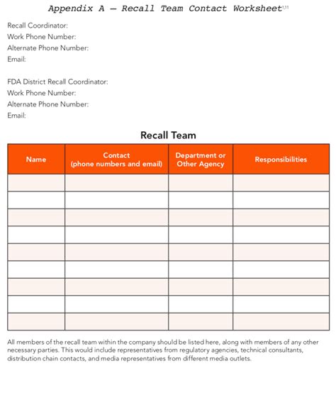 Recall Plan Template - Printable Word Searches