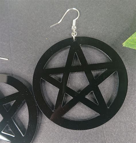 Black Pentagram Earrings Pentagram Jewellery Pentacle | Etsy