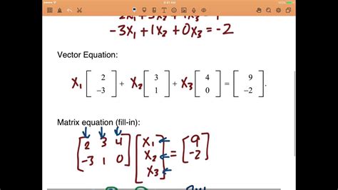 Linear Algebra Sec 1.4 (Lay) - The Matrix Equation Ax=b - YouTube