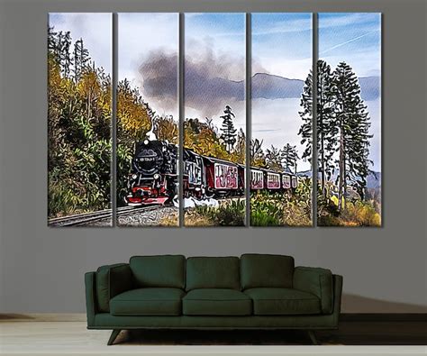 Steam Locomotiv Canvas Train Wall Art Vintage Steam Train - Etsy