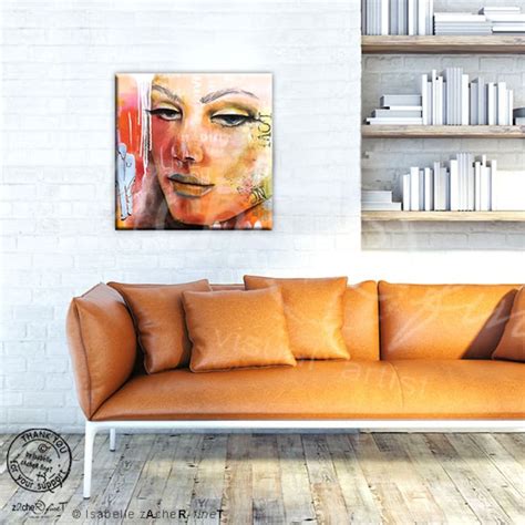Abstract acrylic portrait painting on canvas abstract art by - Etsy 日本