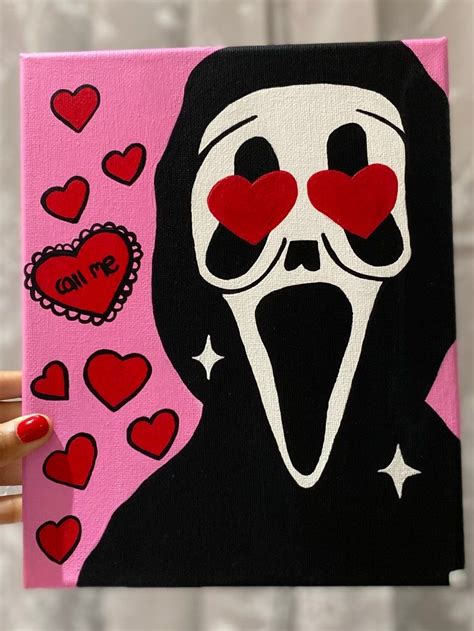 Scream / Ghostface 8x10in Acrylic Canvas Painting. | Etsy | Mini canvas ...