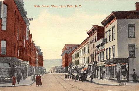 Little Falls New York Main Street Scene Historic Bldgs Antique Postcard ...