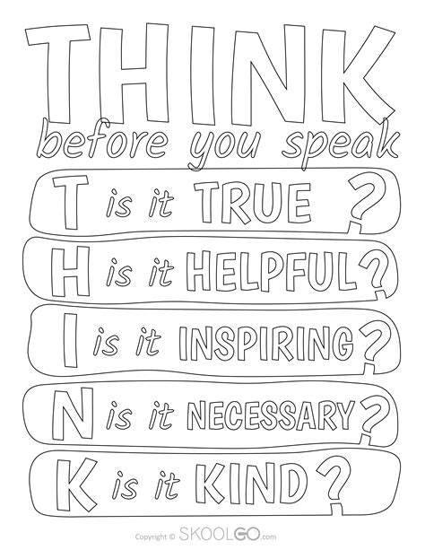 Think Before You Speak - Free Classroom Poster - SKOOLGO