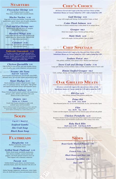 Ozona Blue Grilling Co menus in Palm Harbor, Florida, United States