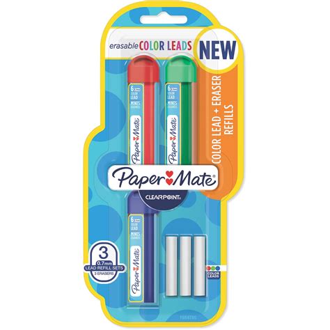 Paper Mate Clearpoint Color Lead and Eraser Mechanical Pencil Refills ...