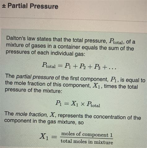 Solved + Partial Pressure Dalton's law states that the total | Chegg.com