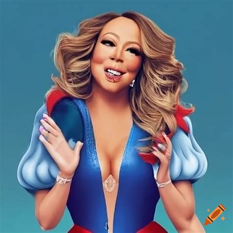 Mariah carey dressed as snow white singing on Craiyon
