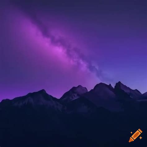 Purple mountain landscape under a cloudy night sky on Craiyon