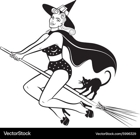 Halloween Pin Up Witch Tattoo - Pin On 50s Vintage Dame S Retro Clipart ...