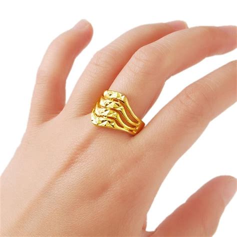 Fashion Design Gold Finger Rings Women Wedding Jewelry Ring Gold Filled ...