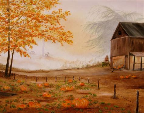 Pumpkin Patch Painting by RJ McNall