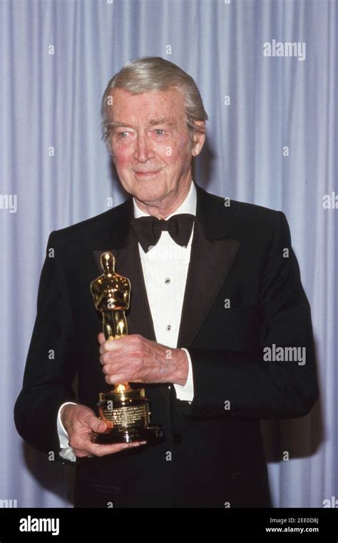 HOLLYWOOD, CA - MARCH 25: James Stewart holds his honorary Oscar March 25, 1985 in Hollywood at ...