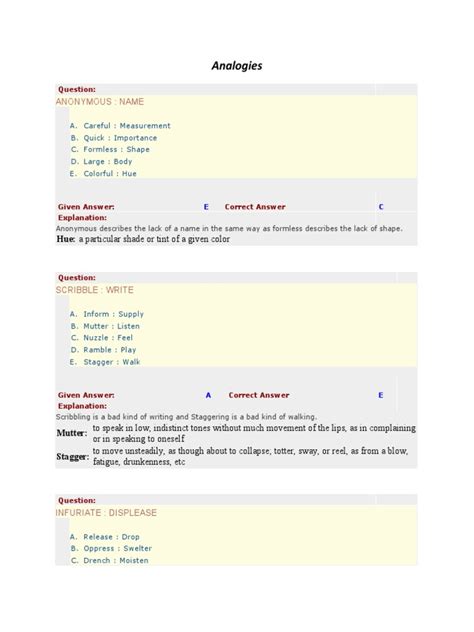 Paper 3 - Analogies, Synonyms, Antonyms & Sentence Completion | PDF | Tide