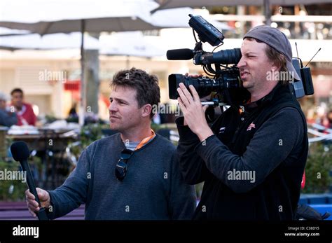 Film cameraman and interviewer, Perth, Western Australia Stock Photo - Alamy