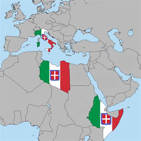 Flag Map of the Italian Empire | Mappe, Storia, Risorgimento