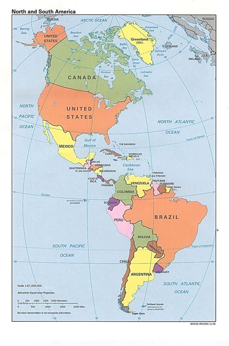 Map of North and South America with Major Cities