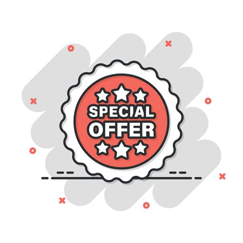 Special offer label icon in comic style. Discount banner cartoon vector ...