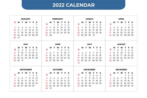 Calendar 2022 Vector Art, Icons, and Graphics for Free Download