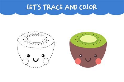 Trace and color cute Kiwi educational worksheet 1349519 Vector Art at ...