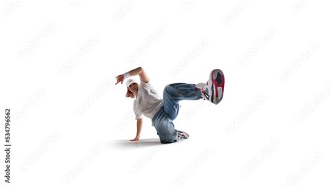 Street dancer girl dance breakdance isolated on white Stock Photo | Adobe Stock