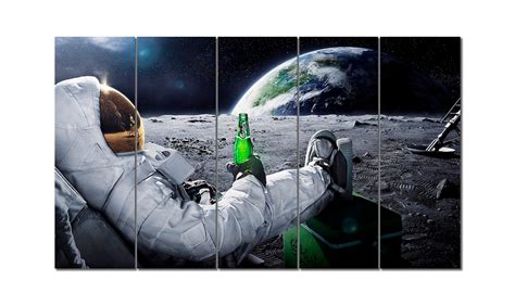 Astronaut drinking beer on moon while watching to earth | Etsy