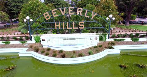 4K, Aerial view of Beverly Hills Sign, Los Angeles, California Stock ...