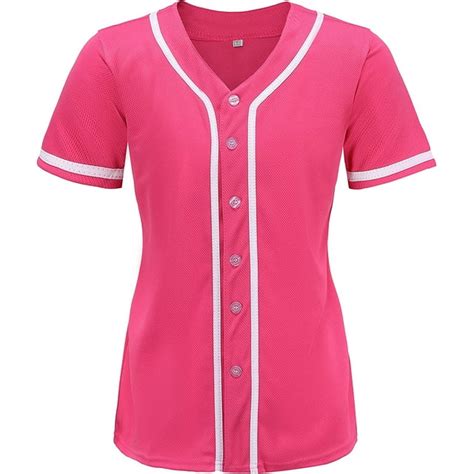 YOUI-GIFTS Womens Button Down Baseball Jersey, Blank Softball Team Uniform, Hip Hop Hipster ...