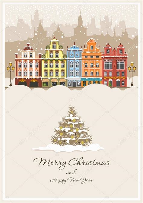 Christmas in a snowy city — Stock Vector © Pazhyna #16786353