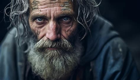 Premium AI Image | homeless person emotional editorial portrait photography